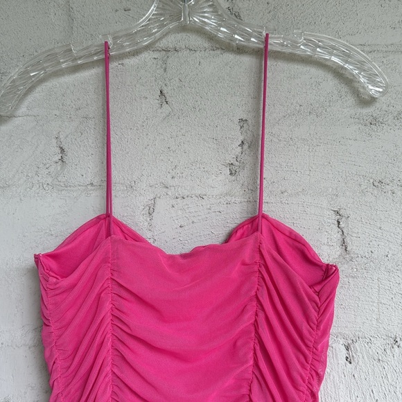 NWT Zara Pink Ruched Mesh Underwire Sweetheart Neck Bodycon Mini Dress Medium - Picture 6 of 12